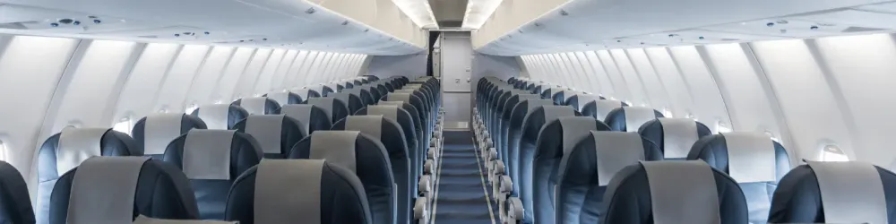 Inside empty passenger airplane cabin